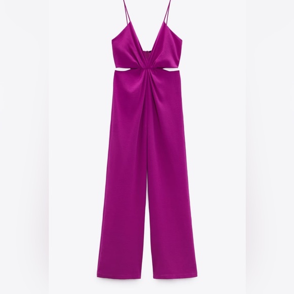 Zara Pants - Zara Magenta Wide-Leg Jumpsuit with Cutout